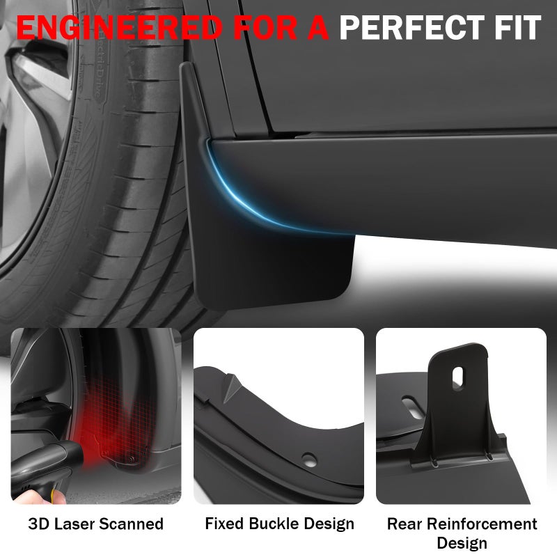 Abystar Mud Flaps for Tesla Model Y Juniper 2026, Custom Fit Splash Guards, No Drilling Required, All-Weather Protection, Front & Rear Fender Accessories - Image 4